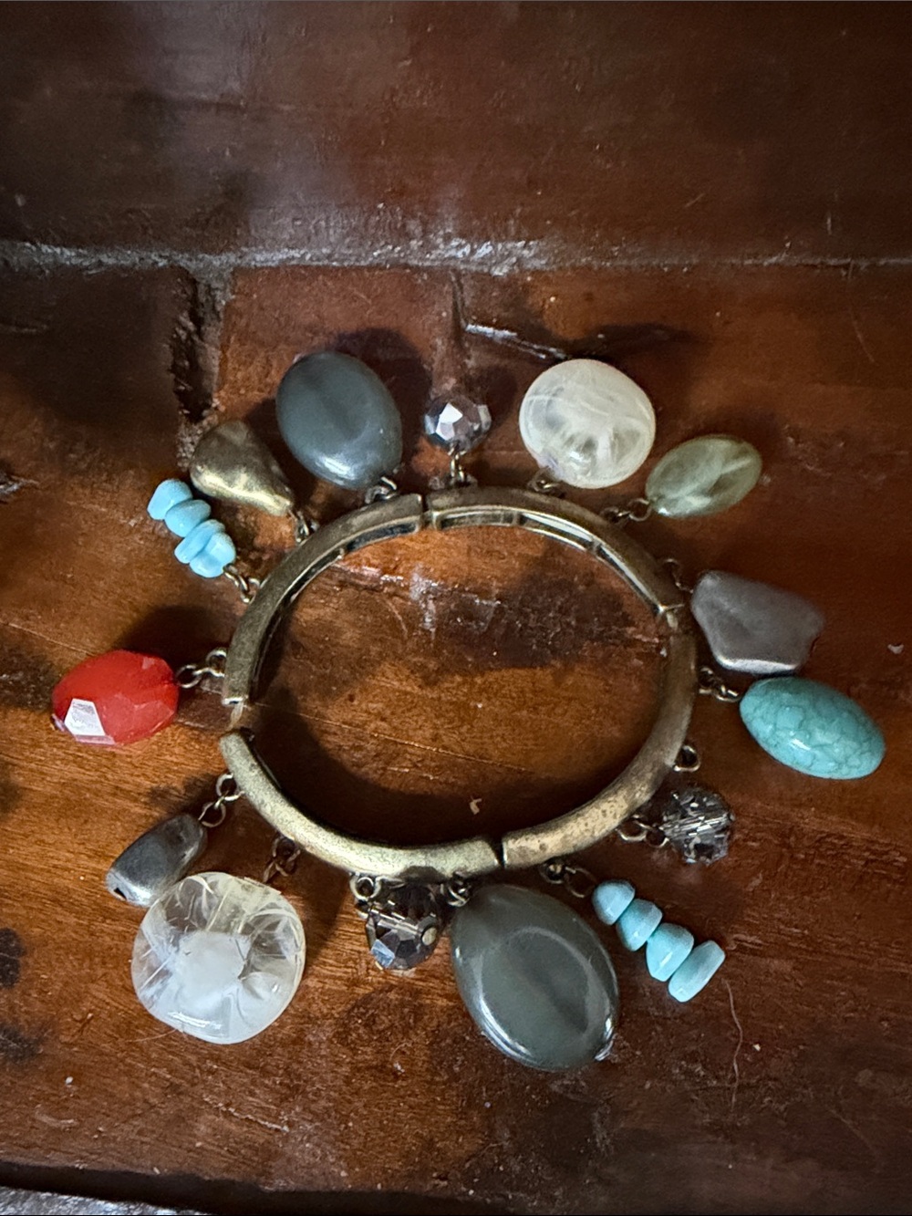 Vintage Bohemian Multi Stone Elastic Charm Bracelet - fun and Eclectic